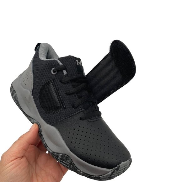 Under Armour Youth Boys Basketball Shoes Size 4Y Gray Black Lace Up Sneakers - Picture 5 of 16
